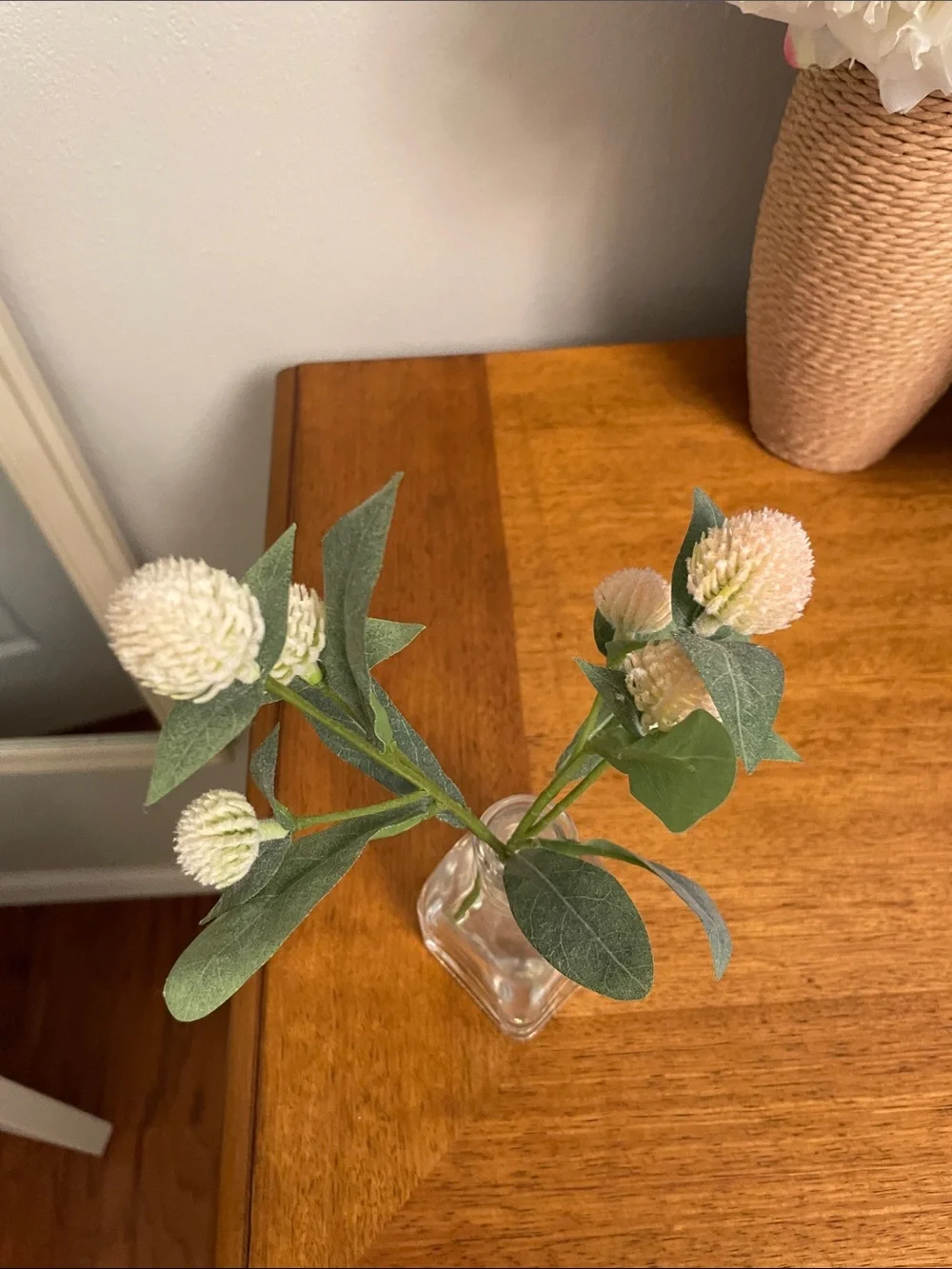 Hearth & Hand with Magnolia Faux Thistle Arrangement in Glass Vase with Resin